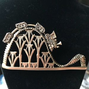 Vintage Steam Engine Train On Rollercoaster Brooch
